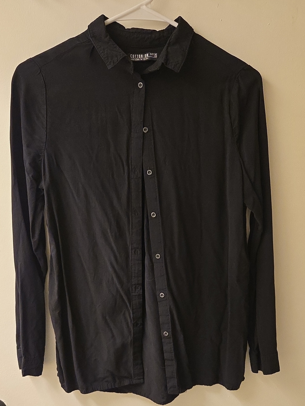 Cotton On Black Long-Sleeve Button-Up Shirt